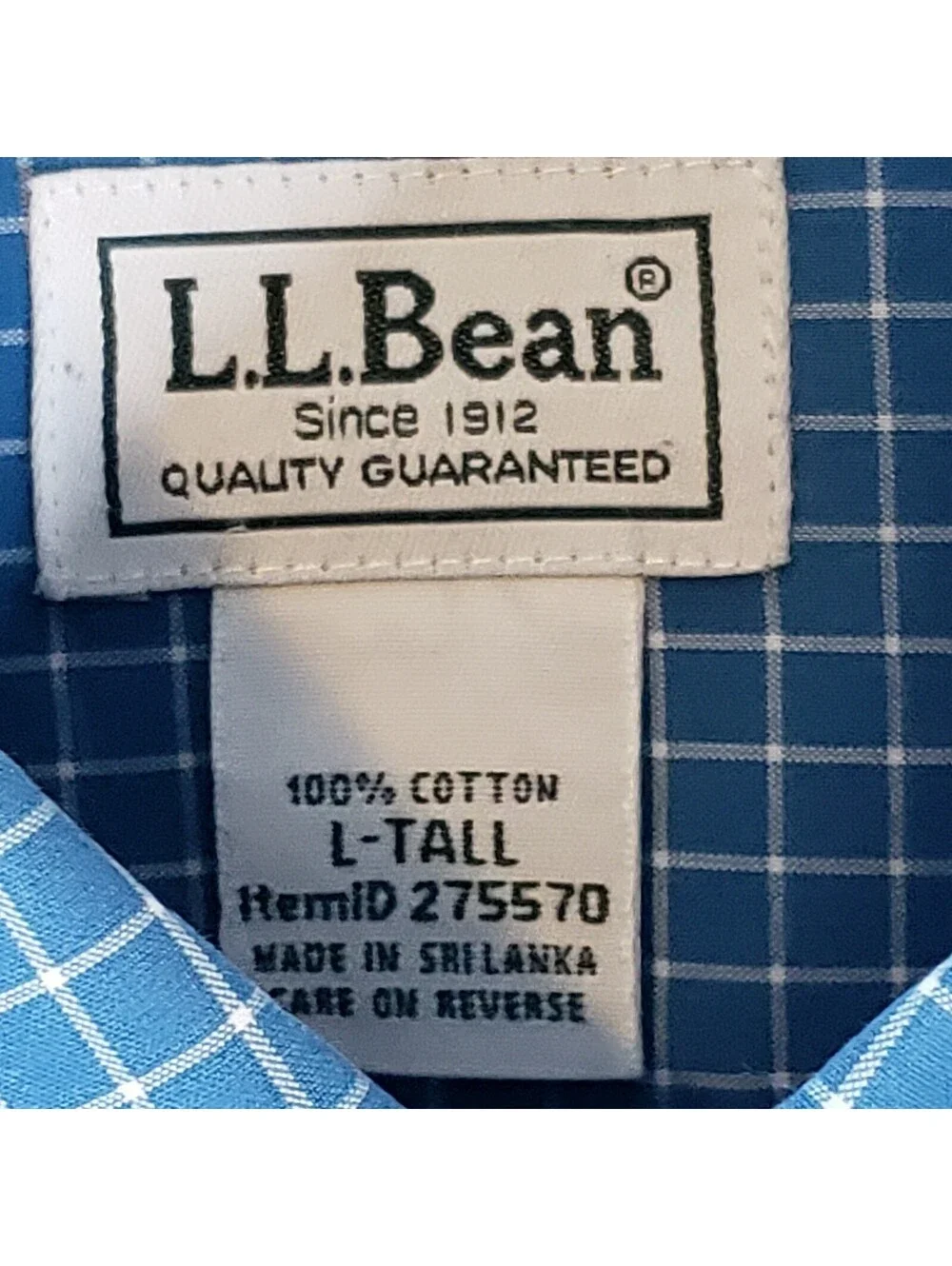 L.L.Bean Men's LT Tall Check Cotton Woven Button-Down Long Sleeve Shirt